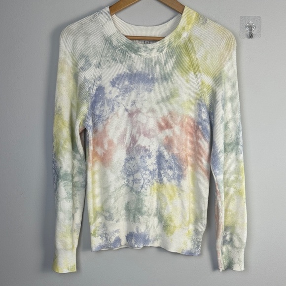 Rails Venus Cashmere Cotton Ribbed Sweater in Rainbow Tie Dye Long Sleeve Top XS - Picture 2 of 16